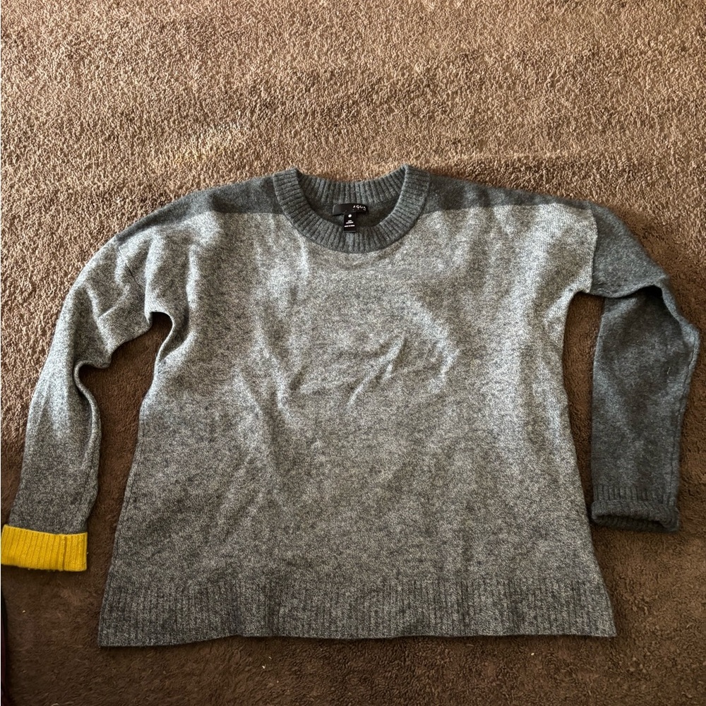 Aqua Gray and Yellow Crewneck Sweater